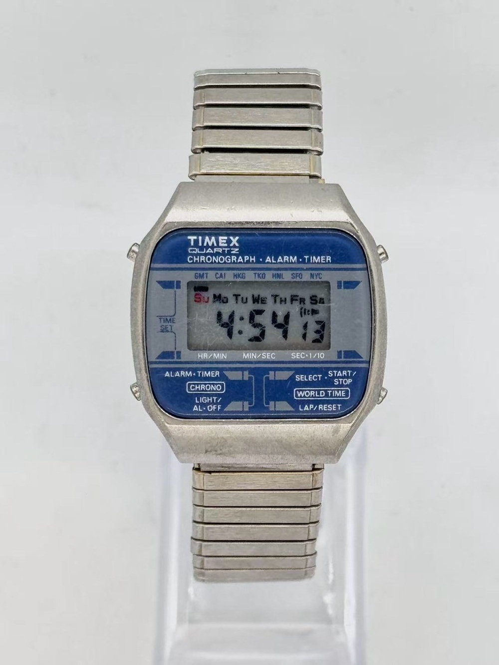 Vintage Timex Menβs Digital Quartz Watch Chronograph Alarm New Battery Runs